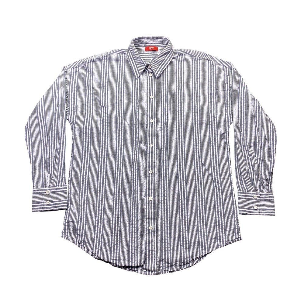 Esprit New‎ York Womens Blue White Striped Cotton Button Down Blouse Size S